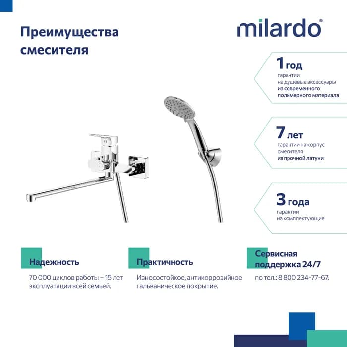 Смеситель для ванны с длинным изливом ATLSBLCM10 — фото 6