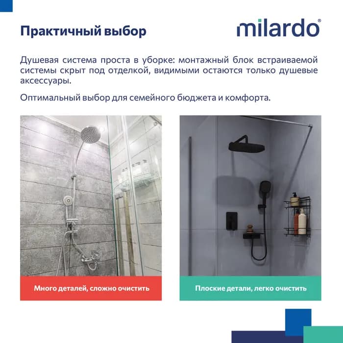 Встраиваемая душевая система с тропическим душем AZUBL02M67 — фото 6