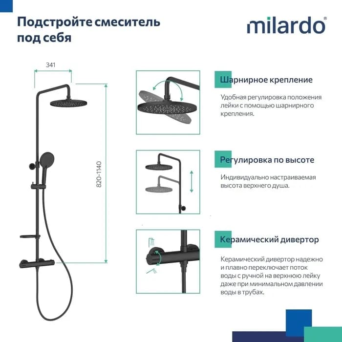 Душевая система с тропическим душем ILSBLTHM89 — фото 6