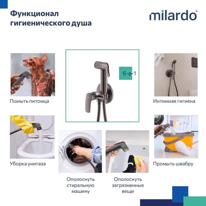 Смеситель скрытого монтажа с гигиеническим душем RORGMR0M08 — фото 4