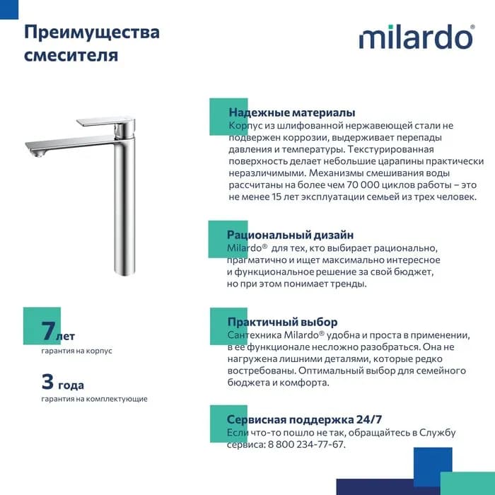 Смеситель для накладного умывальника MAZBN01M01 — фото 3