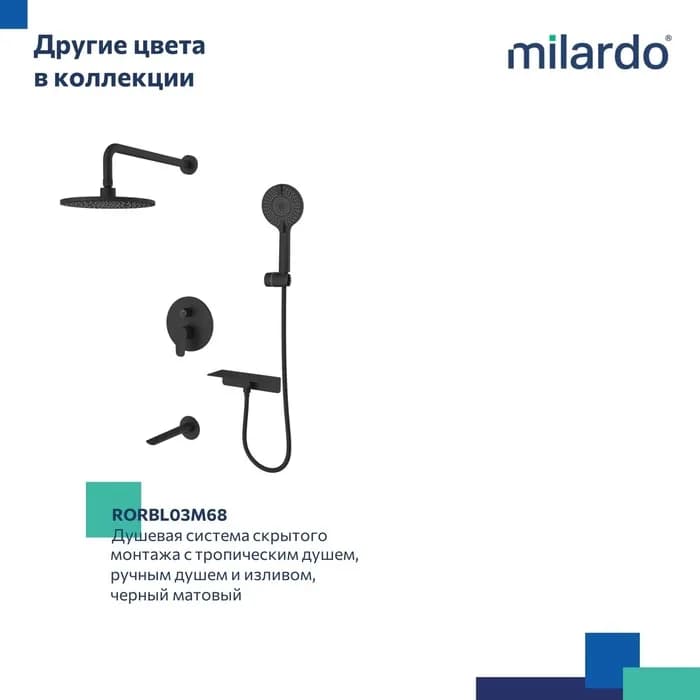 Встраиваемая душевая система с тропическим душем RORSB03M68 — фото 8