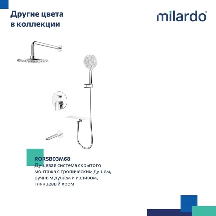 Встраиваемая душевая система с тропическим душем RORBL03M68 — фото 8