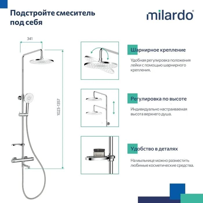 Душевая система с тропическим душем ILSSBTHM06 — фото 6