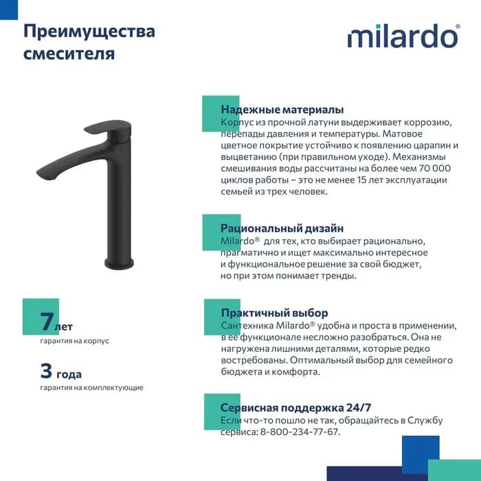 Смеситель для накладного умывальника RORBL01M01 — фото 3