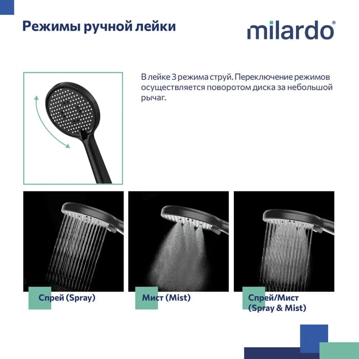 Встраиваемая душевая система с тропическим душем DALBL02M67 — фото 5