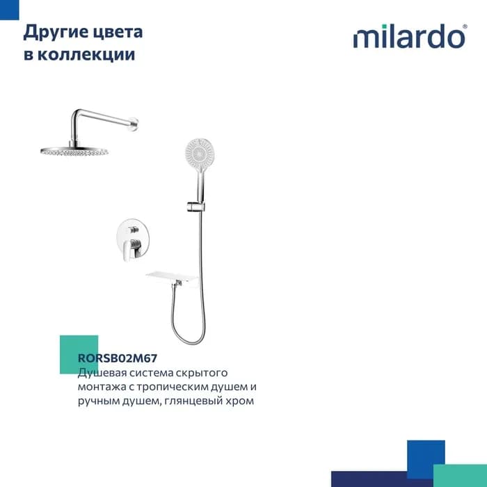 Встраиваемая душевая система с тропическим душем RORBL02M67 — фото 8