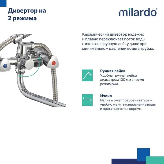 Смеситель для ванны с длинным изливом TRISB02M10 — фото 4