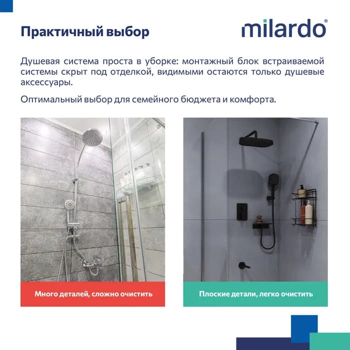 Встраиваемая душевая система с тропическим душем AZUBL03M68 — фото 6
