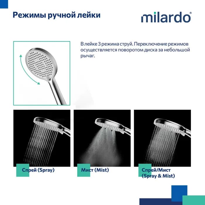 Встраиваемая душевая система с тропическим душем DALSB02M67 — фото 5