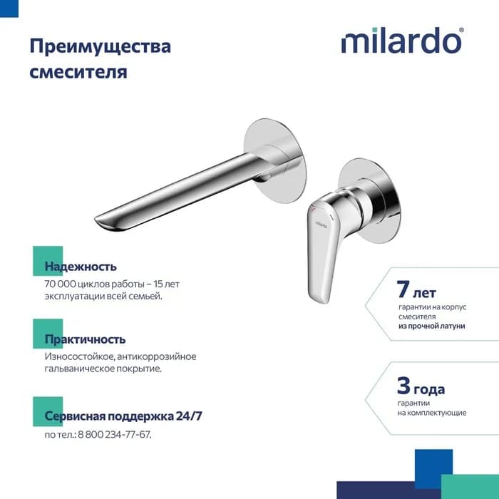 Смеситель скрытого монтажа для умывальника DALSB00M65 — фото 3