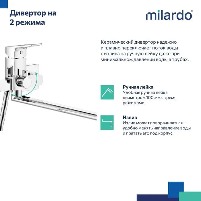 Смеситель для ванны с длинным изливом ATLSBLCM10 — фото 8