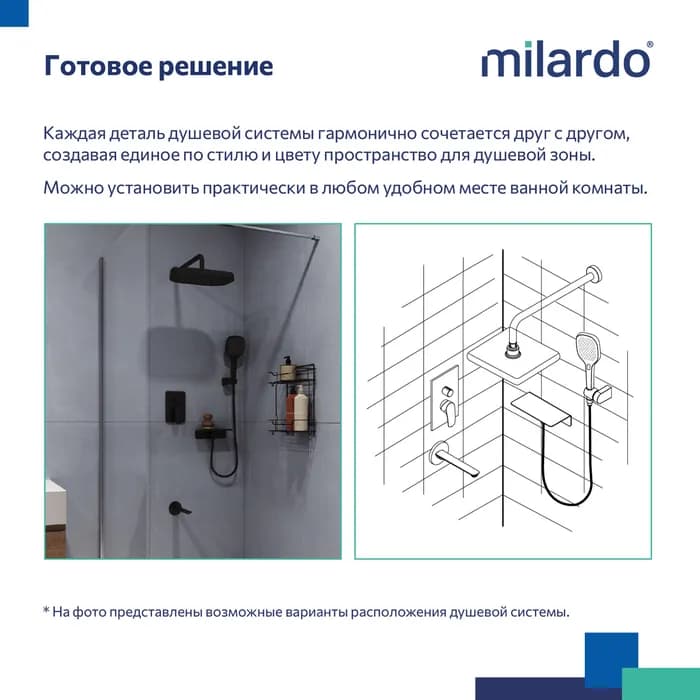 Встраиваемая душевая система с тропическим душем AZUBL03M68 — фото 5