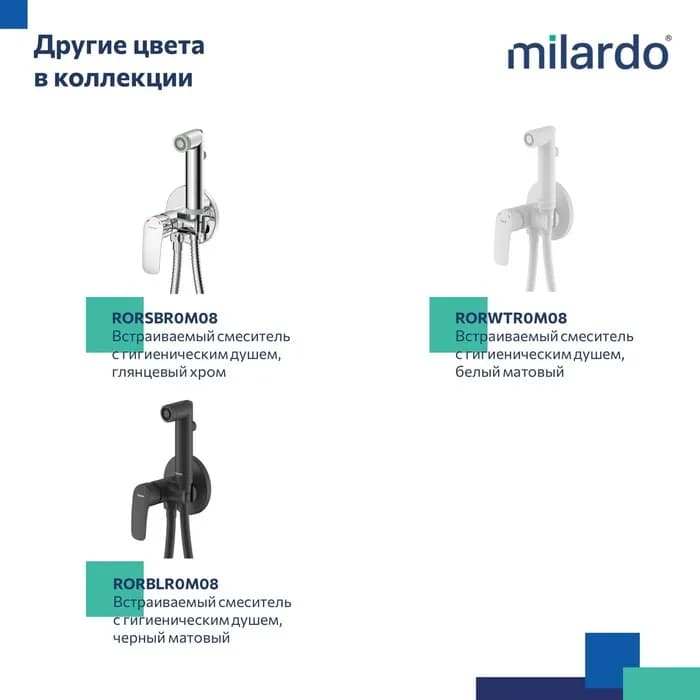 Смеситель скрытого монтажа с гигиеническим душем RORGMR0M08 — фото 7